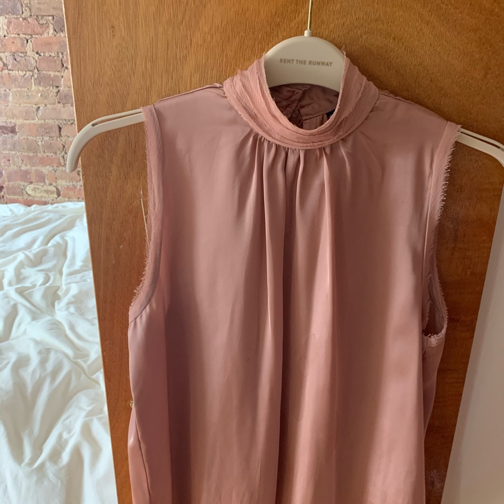 Pink silk Zara turtleneck tank top